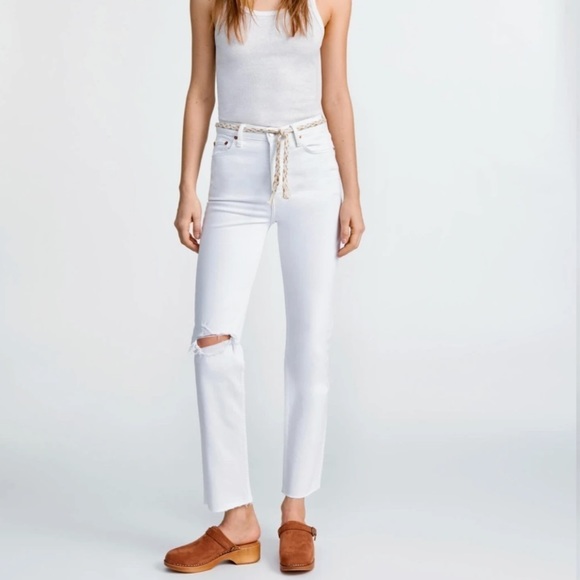 Re/Done Denim - RE/DONE 70s High-Rise Stove Pipe Jeans in Worn White Size 27